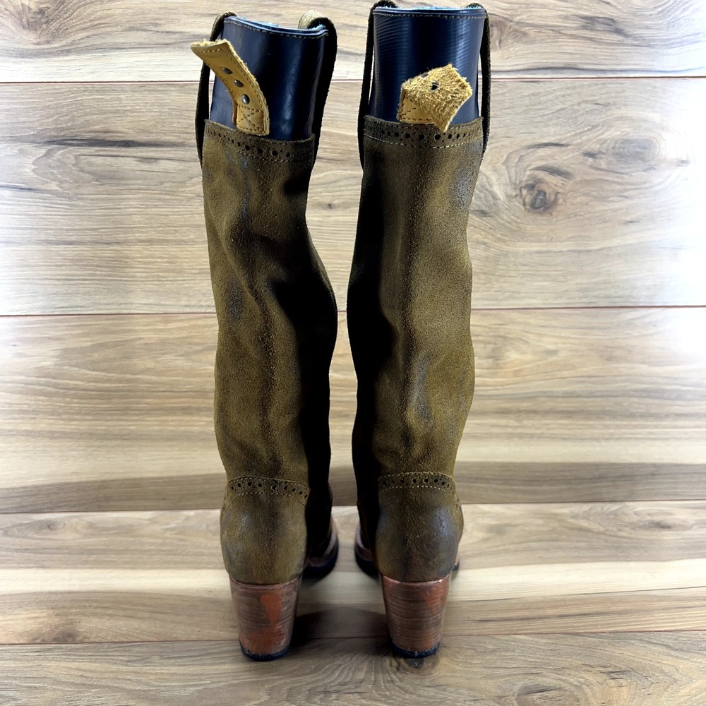 Pskaufman Boots 7 Crosswalk Tall Cap Toe Heeled Suede Pull On - Picture 6 of 12